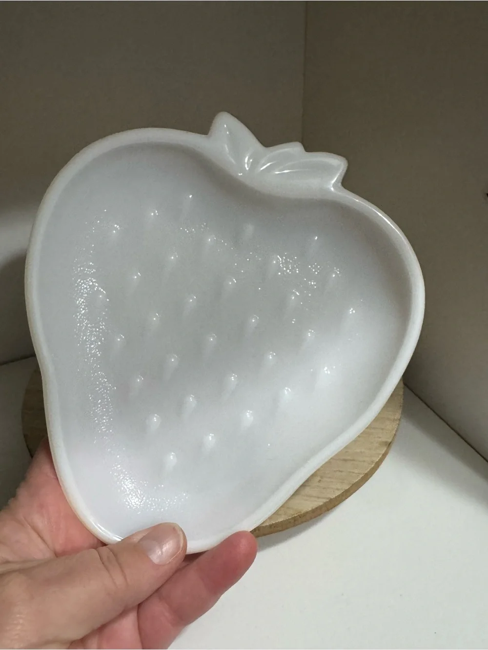Milk glass Strawberry-Shaped trinket dish